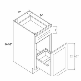 Profile Glacier BWB18: Base Waste Basket Cabinet: RTA Kitchen Cabinets