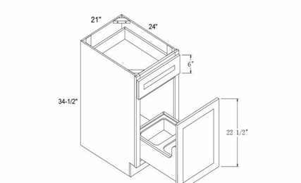 Profile Glacier BWB21: Base Waste Basket Cabinet: RTA Kitchen Cabinets