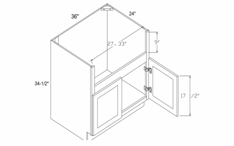 Profile Glacier FSB36: Farm Sink Base Cabinet: RTA Kitchen Cabinets