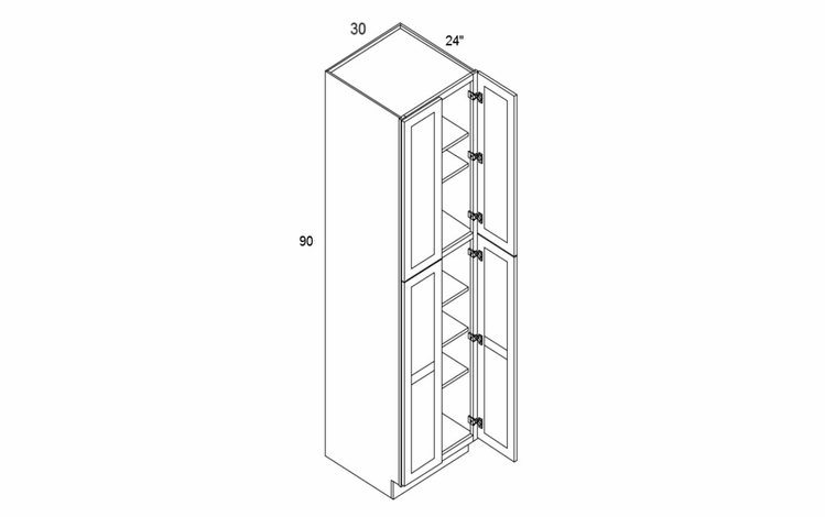 Profile Glacier P3090: 4 Door Pantry Cabinet: RTA Kitchen Cabinets