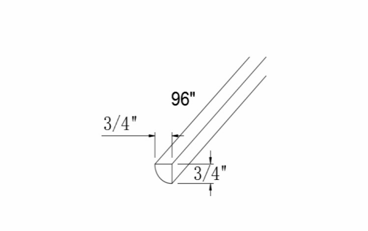 Profile Glacier QRM8: Quarter Round Molding: RTA Kitchen Cabinets