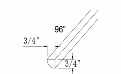 Profile Glacier QRM8: Quarter Round Molding: RTA Kitchen Cabinets
