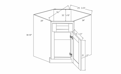 Profile Glacier SBA36: Sink Base Angle Cabinet: RTA Kitchen Cabinets