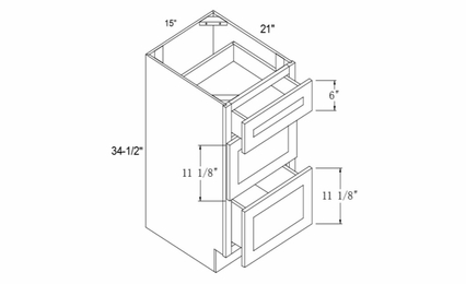 Profile Glacier VDB15: Vanity Drawer Base Cabinet: RTA Kitchen Cabinets