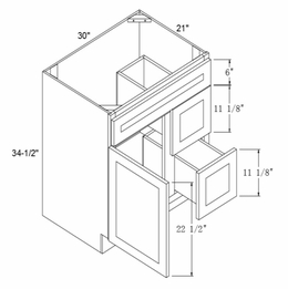 Profile Glacier VSD30R: Right Vanity Sink Drawer Base Cabinet: RTA Kitchen Cabinets