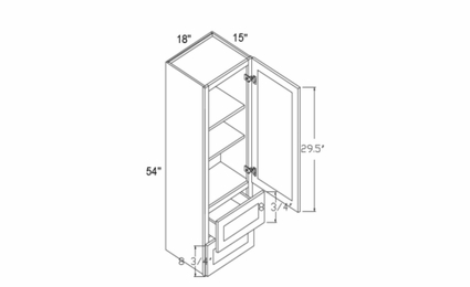 Profile Glacier W2D1854: Wall 2 Drawer Cabinet: RTA Kitchen Cabinets