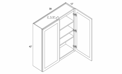 Profile Glacier W3942: 42" Height Wall Cabinet: RTA Kitchen Cabinets