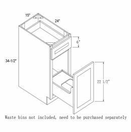 Profile Maple BWB15: Base Waste Basket Cabinet: RTA Kitchen Cabinets