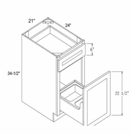 Profile Maple BWB21: Base Waste Basket Cabinet: RTA Kitchen Cabinets