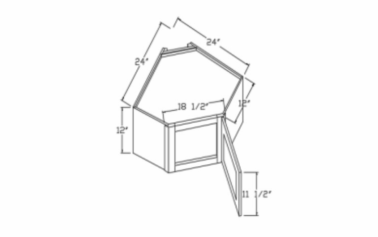 Profile Maple WDC2412: Wall Diagonal Corner Wall Cabinet: RTA Kitchen Cabinets