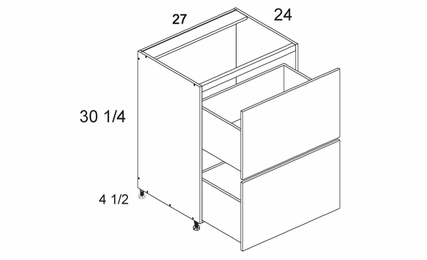 RB2DB27: Two Drawer Range Base: Palermo Gloss White Kitchen Cabinets