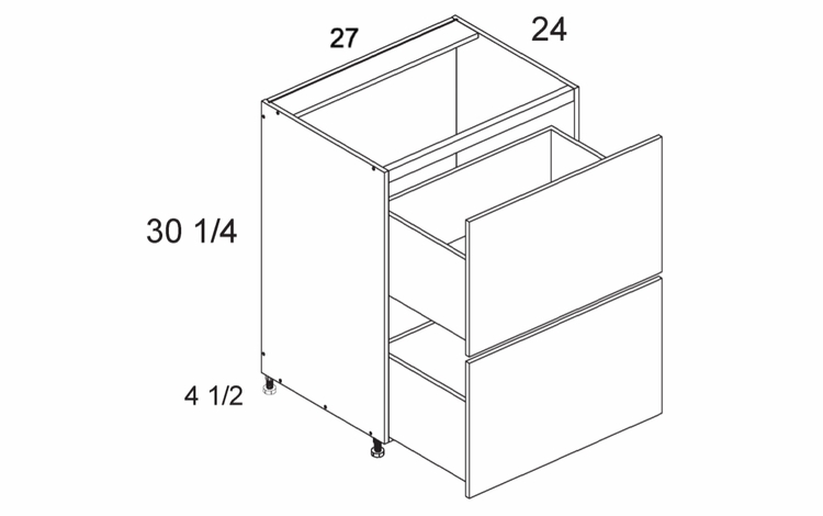 RB2DB27: Two Drawer Range Base: Rivera Conch Shell Kitchen Cabinets