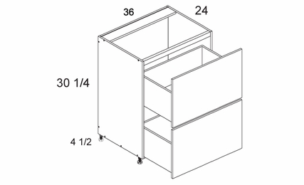 RB2DB36: Two Drawer Range Base: Palermo Gloss White Kitchen Cabinets
