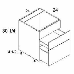RB3DB24: Two Drawer With False Front Range Base: Rivera Oyster Shell Kitchen Cabinets