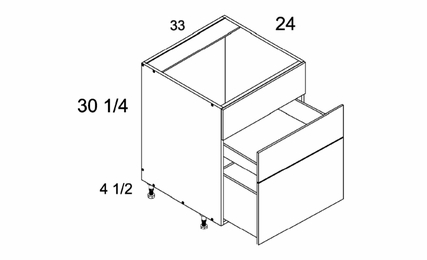 RB3DB33: Two Drawer With False Front Range Base: Rivera Oyster Shell Kitchen Cabinets