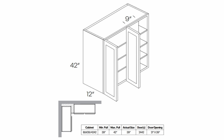 Richmond Stone BLW39/4242: Blind Wall Cabinet: Assembled Kitchen Cabinets