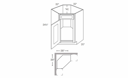Richmond Stone CSB36L: Left Diagonal Corner Sink Base Cabinet: Assembled Kitchen Cabinets