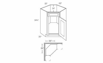 Richmond Stone CSB36R: Right Diagonal Corner Sink Base Cabinet: Assembled Kitchen Cabinets