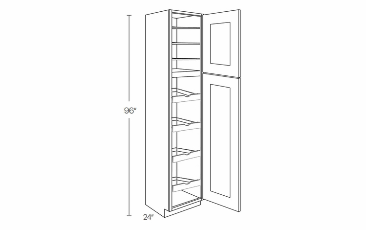 Richmond Stone UC1524X96R-POS4: Right Utility Cabinet With 4 Pull Out Shelves: Assembled Kitchen Cabinets