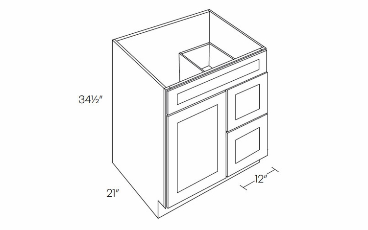 Richmond Stone V30DR: Vanity Base Cabinet, Right Drawers: Assembled Kitchen Cabinets