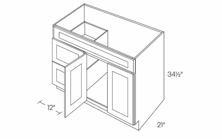 Richmond Stone V42DL: Vanity Base Cabinet, Left Drawers: Assembled Kitchen Cabinets