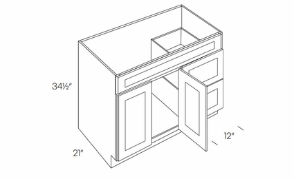 Richmond Stone V42DR: Vanity Base Cabinet, Right Drawers: Assembled Kitchen Cabinets