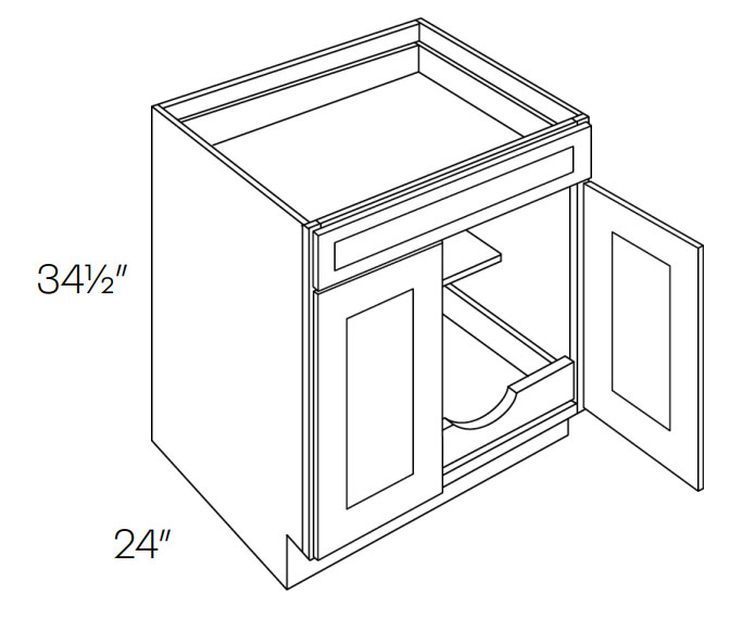 Richmond White B24POS1 2 Door, 1 Drawer Base With 1 Pull Out