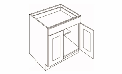 Richmond White B27: 2 Door, 1 Drawer Base Cabinet: Assembled Kitchen Cabinets