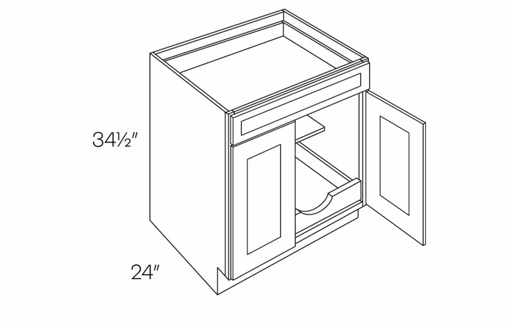 Richmond White B27-POS1: 2 Door, 1 Drawer Base Cabinet With 1 Pull Out Shelf: Assembled Kitchen Cabinets
