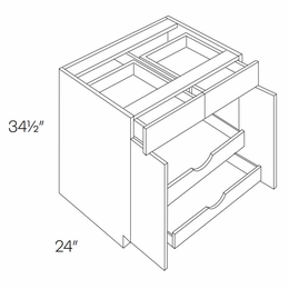 Richmond White B33-POS2: 2 Door, 2 Drawer Base Cabinet With 2 Pull Out Shelves: Assembled Kitchen Cabinets