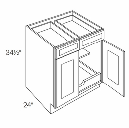 Richmond White B42-POS1: 2 Door, 2 Drawer Base Cabinet With 1 Pull Out Shelf: Assembled Kitchen Cabinets