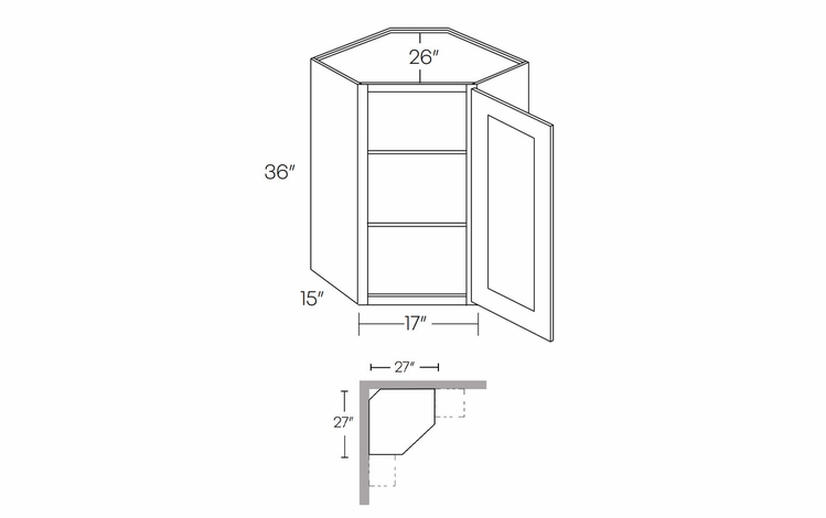 Richmond White CW2736: Diagonal Corner Wall Cabinet: Assembled Kitchen Cabinets