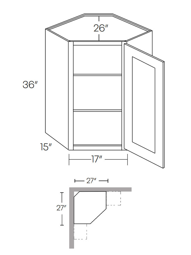 Richmond White CW2736 Diagonal Corner Wall PreAssembled