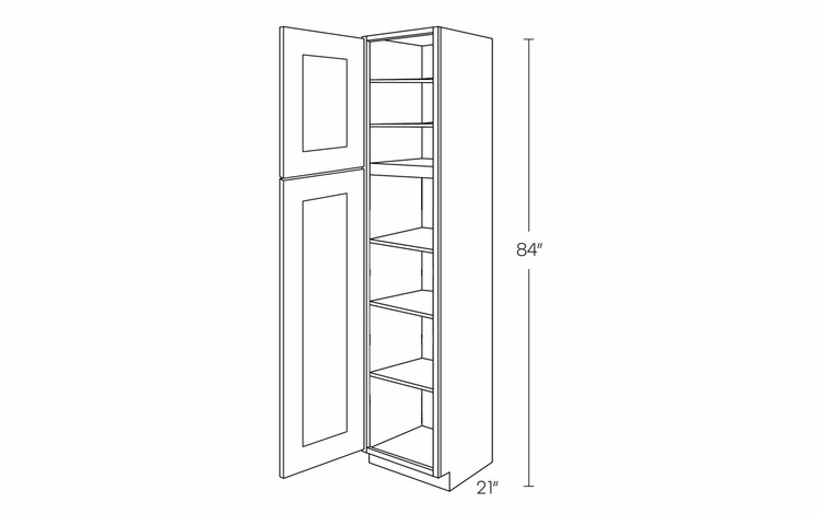 Richmond White UC1521X84L: 21" Deep Utility Cabinet With Door Hinged Left: Assembled Kitchen Cabinets