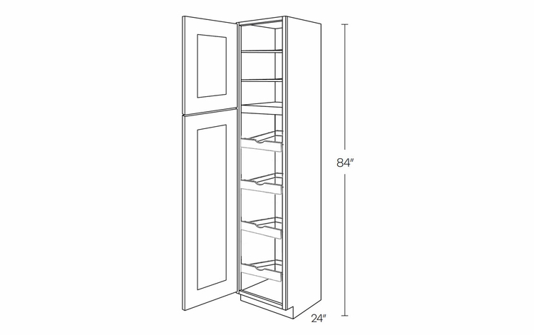 Richmond White UC1524X84L-POS4: Left Utility Cabinet With 4 Pull Out Shelves: Assembled Kitchen Cabinets