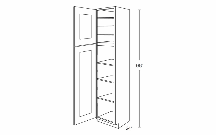 Richmond White UC1524X96L: Utility Cabinet With Door Hinged Left: Assembled Kitchen Cabinets
