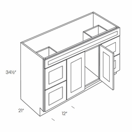 Richmond White V48DD: Vanity Base Cabinet With Drawers, Center Sink: Assembled Kitchen Cabinets