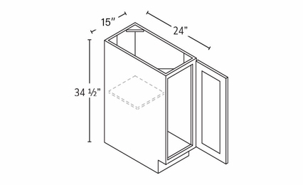 Rio Vista White Shaker FB15: Full Height Base Cabinet: RTA Kitchen Cabinet
