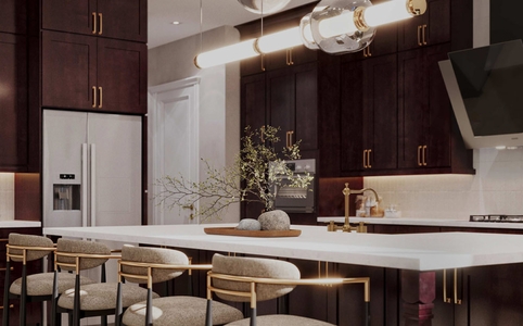 Floral Espresso Kitchen Cabinets