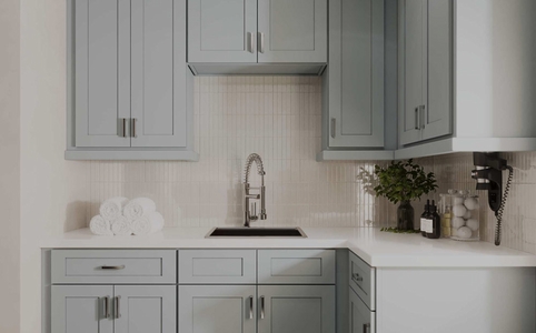 Floral Gray Kitchen Cabinets