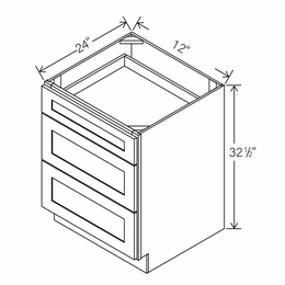 RTA Floral White ADA-3DB12: ADA Drawer Base Cabinet: RTA Kitchen Cabinets