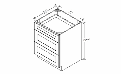 RTA Floral White ADA-3DB21: ADA Drawer Base Cabinet: RTA Kitchen Cabinets