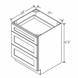 RTA Floral White ADA-3DB21: ADA Drawer Base Cabinet: RTA Kitchen Cabinets