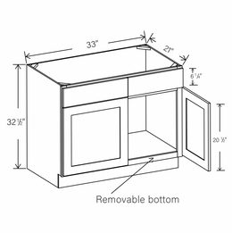 RTA Floral White ADA-SB33R: ADA Removable Sink Base Cabinet: RTA Kitchen Cabinets