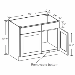 RTA Floral White ADA-VS33R: ADA Removable Sink Base Cabinet: RTA Kitchen Cabinets