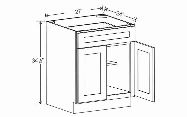 RTA Floral White B27: Double Door Base Cabinet: RTA Kitchen Cabinets