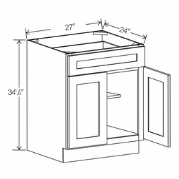 RTA Floral White B27: Double Door Base Cabinet: RTA Kitchen Cabinets