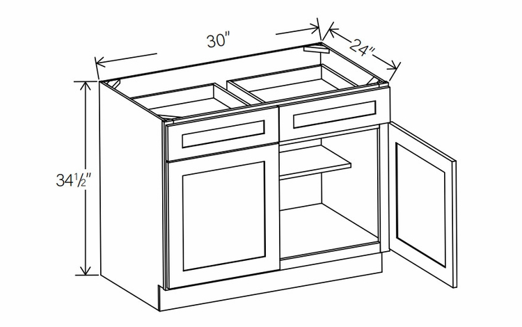 RTA Floral White B30: Double Door Base Cabinet: RTA Kitchen Cabinets
