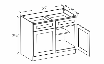 RTA Floral White B36: Double Door Base Cabinet: RTA Kitchen Cabinets
