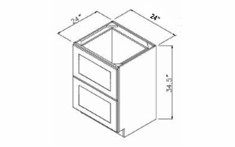 Rustic Wood 2DB24: 2 Drawer Base Cabinet: Assembled Kitchen Cabinets